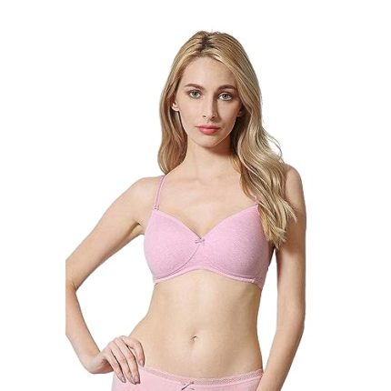 Buy Van Heusen Women Bra - Cotton Easy Set Lycra - Anti Bacterial, Wireless, Padded, Full Coverage, Breathable, Pink, 34D at Amazon.in
