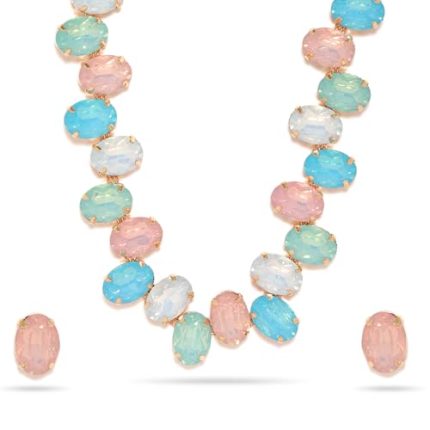 Buy Rubans Azure Frontier Magic Gold-Plated Multicolor Stone Studded Jewellery Set For Women at Amazon.in
